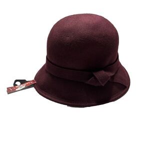 NWT Merona Cloche 100%‎ Wool Womens Bucket Hat Burgundy Vine Color